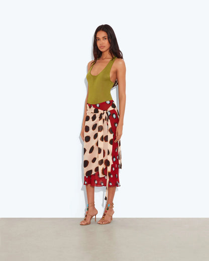 Sheer Wrap Sarong Midi Skirt