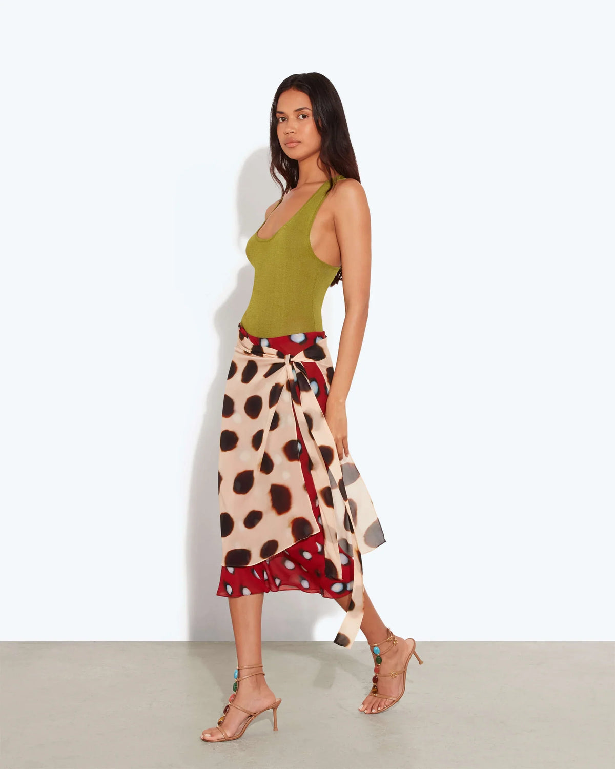 Sheer Wrap Sarong Midi Skirt
